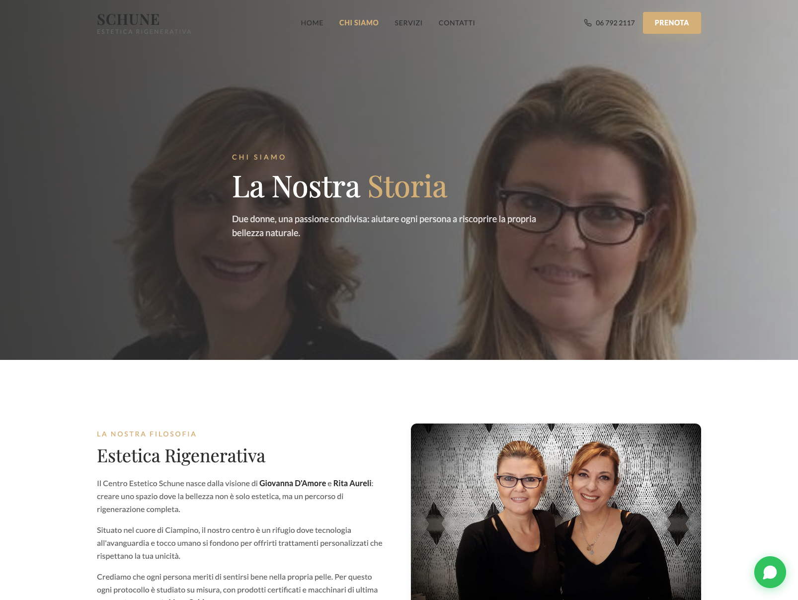Screenshot del sito Estetica Schune