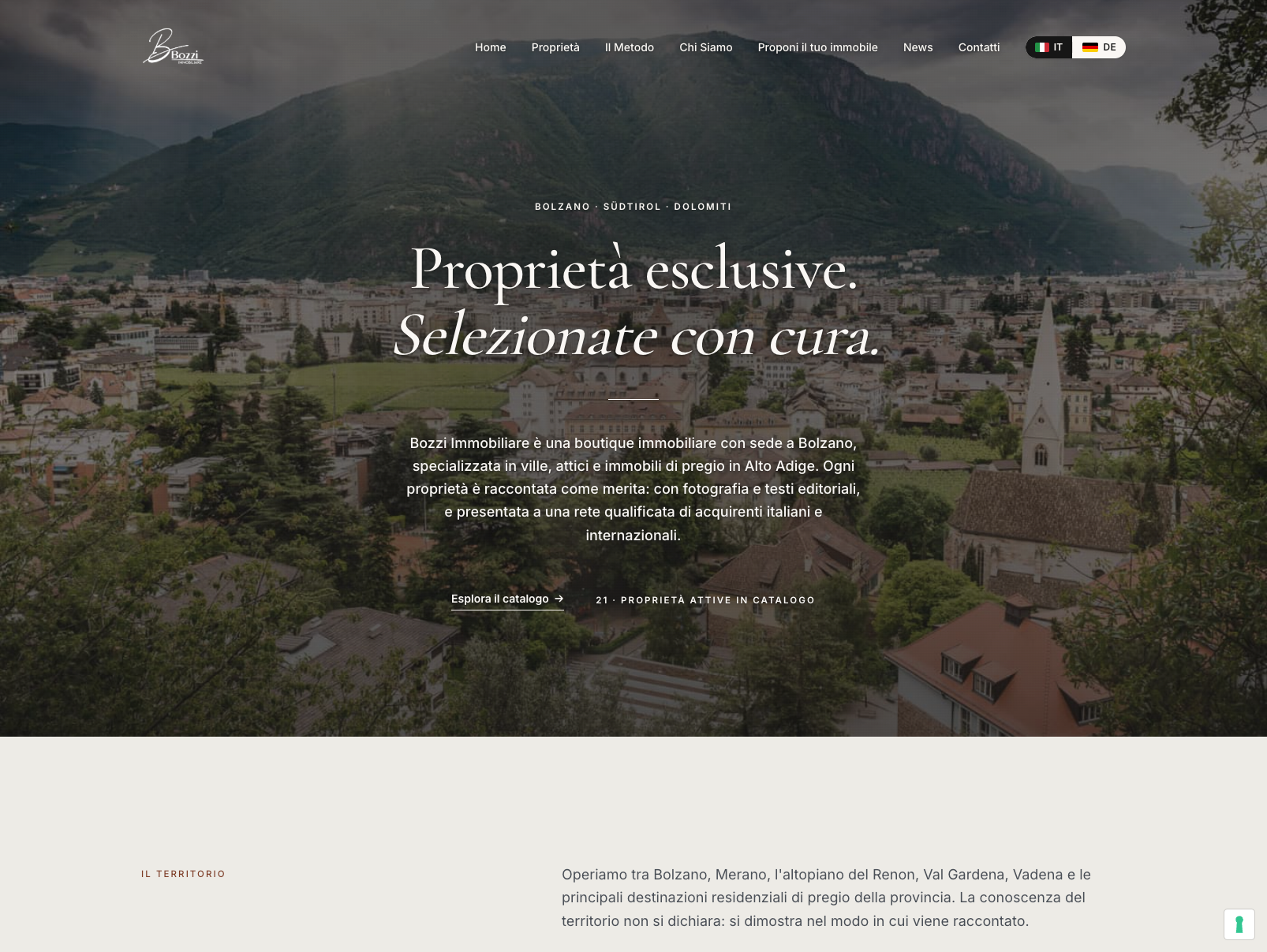 Screenshot del sito Bozzi Immobiliare